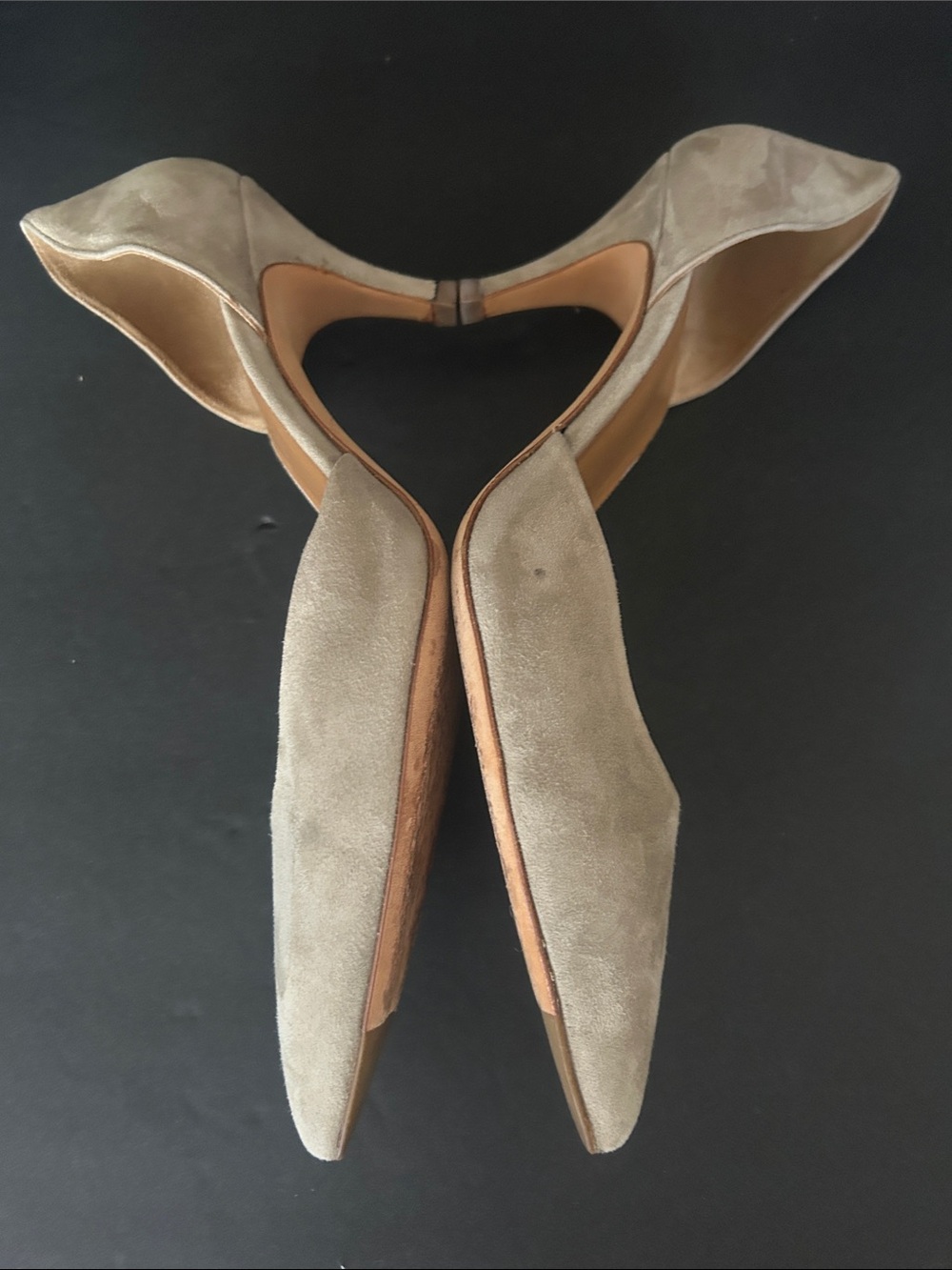 Vince Taupe Suede D'Orsay Pointed-Toe Kitten Heels - Picture 7 of 12